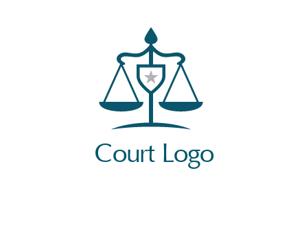 legal justice system logo with a star and scale