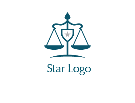 legal justice system logo with a star and scale