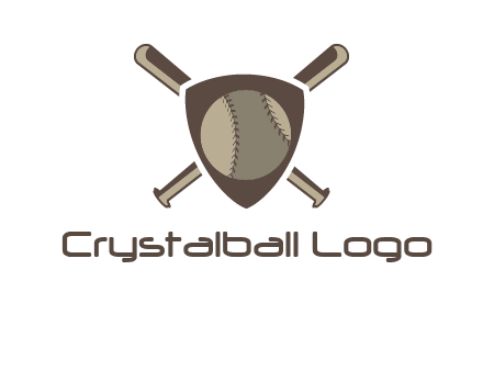 baseball bats behind a shield with a baseball