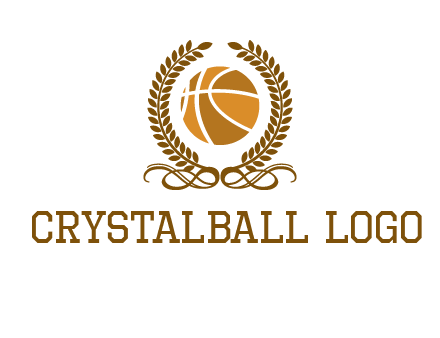 basketball inside a wreath logo