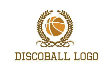 basketball inside a wreath logo