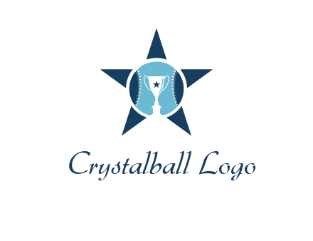 trophy or winning cup inside a baseball in a star logo