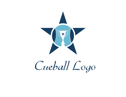 trophy or winning cup inside a baseball in a star logo