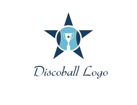 trophy or winning cup inside a baseball in a star logo