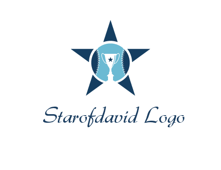 trophy or winning cup inside a baseball in a star logo