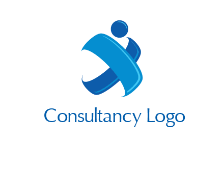 multiplication symbol or cross with a circle depicting a person icon