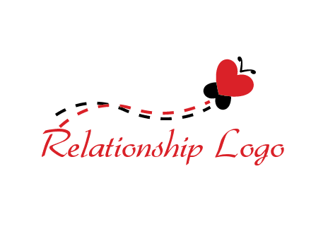 spreading love logo with a heart shaped butterfly flying