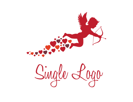 cupid logo with hearts and a bow and arrow