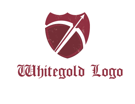 archery or sports logo with a crossbow on shield