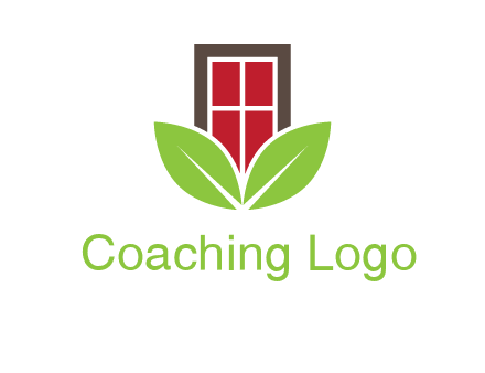 window with leaves logo