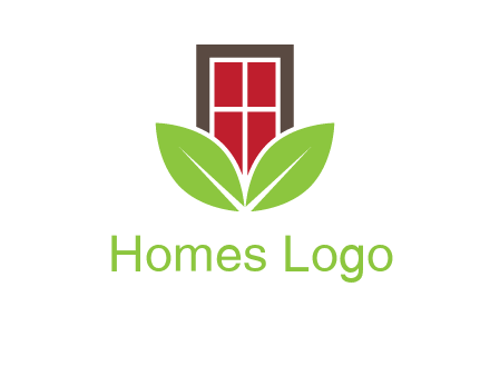 window with leaves logo