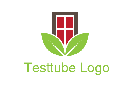 window with leaves logo