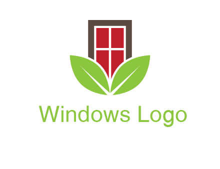 window with leaves logo