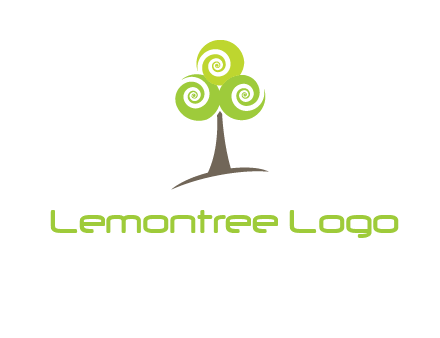 tree with swirl or spiral leaves logo