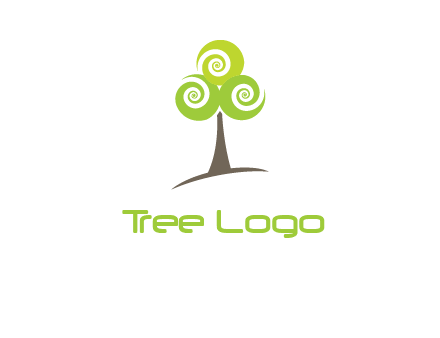 tree with swirl or spiral leaves logo