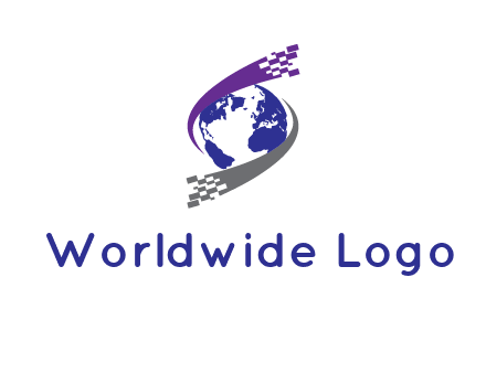 IT swoosh around world logo