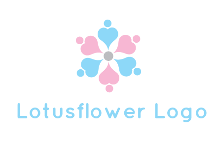 hearts and dots crating a flower logo