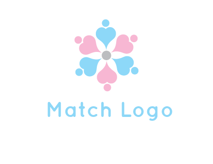 hearts and dots crating a flower logo
