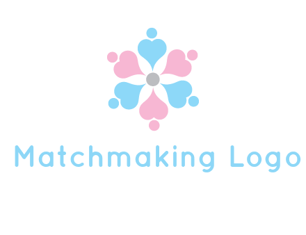 hearts and dots crating a flower logo