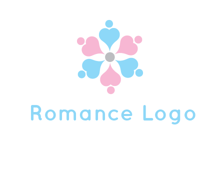 hearts and dots crating a flower logo
