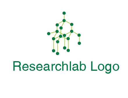 science or nuclear development logo with molecules logo