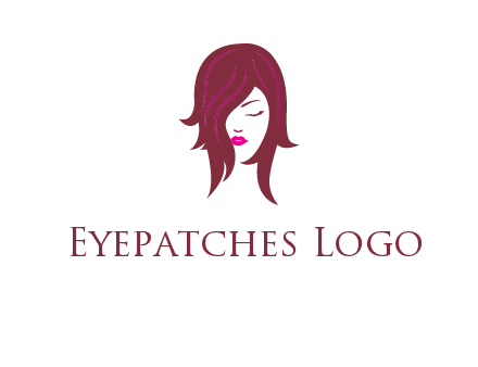 woman with closed eyes, red hair and pink lowlights logo