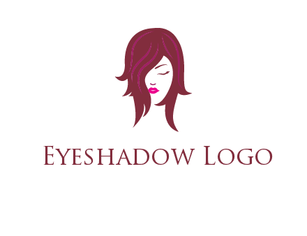 woman with closed eyes, red hair and pink lowlights logo