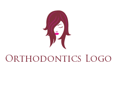 woman with closed eyes, red hair and pink lowlights logo