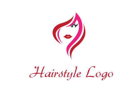 pink and red logo showing the face of a woman