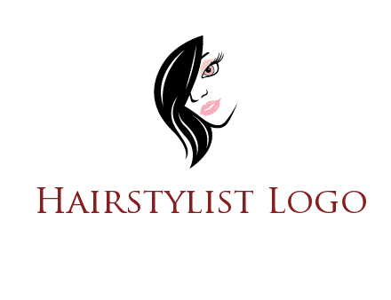 hair bangs covering half face of a woman logo