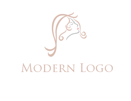 salon logo with a woman head illustration