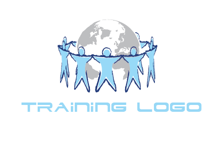 people join hands to surround earth logo