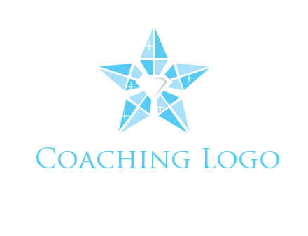 diamond at the center of gemstones forming a star logo