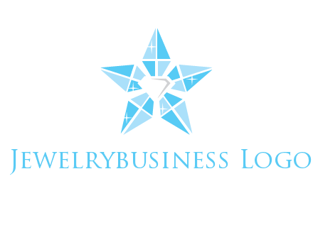 diamond at the center of gemstones forming a star logo