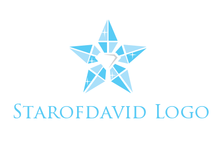 diamond at the center of gemstones forming a star logo