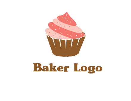 cupcake with icing and sprinkles logo