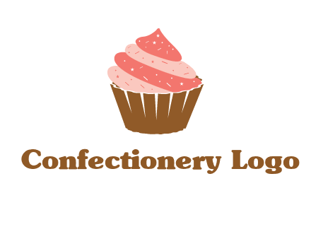 cupcake with icing and sprinkles logo