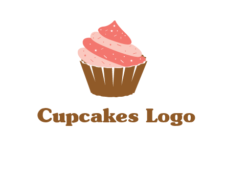 cupcake with icing and sprinkles logo