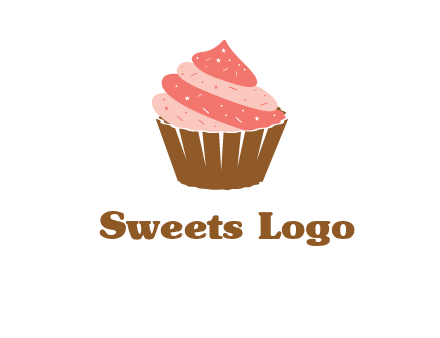 cupcake with icing and sprinkles logo