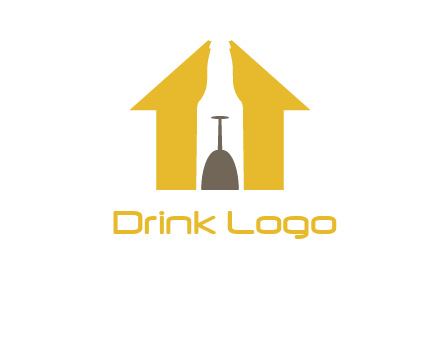 upside down wine glass in bottle inside home logo