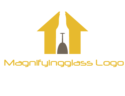 upside down wine glass in bottle inside home logo