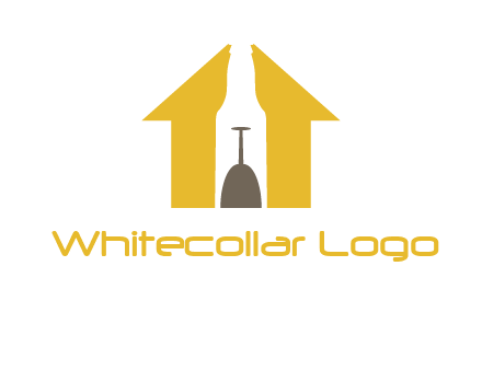 upside down wine glass in bottle inside home logo