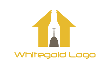 upside down wine glass in bottle inside home logo