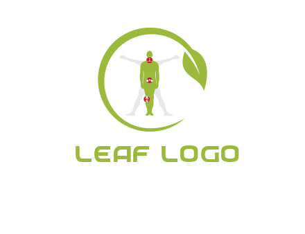 man inside leaf or sprout logo