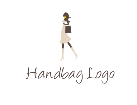 woman with purse and thigh high boots logo