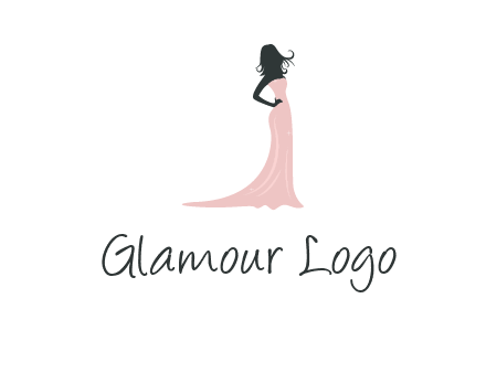 woman posing in strapless dress logo
