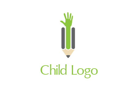 green hand inside pencil logo