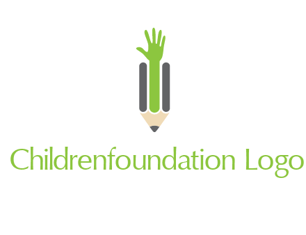 green hand inside pencil logo