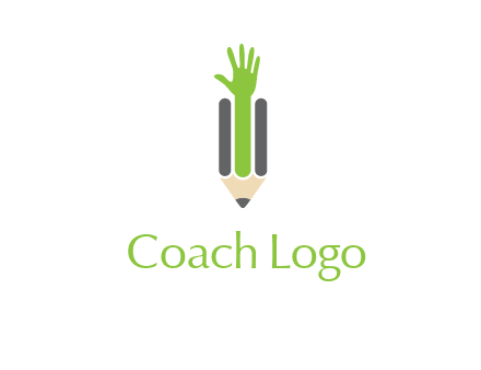 green hand inside pencil logo