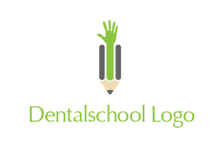 green hand inside pencil logo